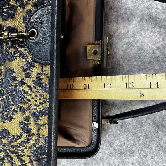 Nine West VTG America Bag Karen Elson Brocade Navy Gold Tapestry Purse Goth Boho - Picture 9 of 15